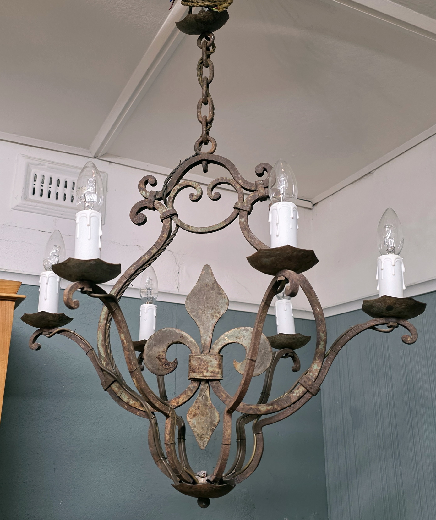 A French wrought iron Ceiling Light 